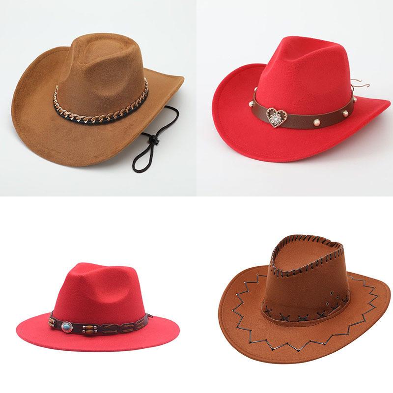 European and American New Accessories with Curved Brims Western Cowboy Hat Top Hat Tibetan Retro Jazz Hat Felt Hat Wool Riding Hat
