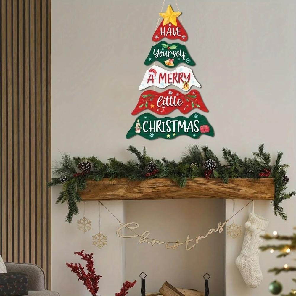 Tiered Wooden Plaque Rustic Hanging Welcome Board Holiday Hanger Wall Pendant Classroom