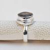 Handmade Round Smoky Quartz Ring: 925 Sterling Silver, Capricorn Birthstone