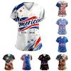 Women's Fashionable V-neck Short-sleeved Work Uniform with Pockets, Print Top, Caregiver Uniform.