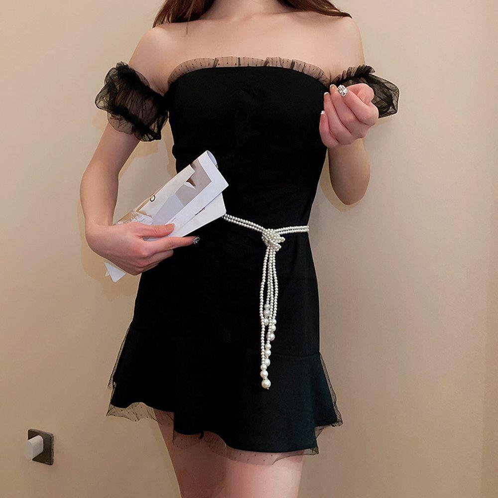 

Girls Vintage Crystal Faux Pearl Dress Decoration Necklace Choker Korean Waist Belt Women Waistband