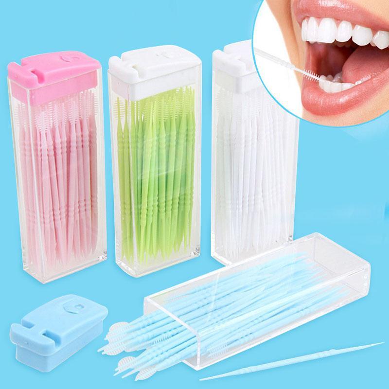 50 Pcs Dental Flosser Interdental Brush Clean Teeth Stick Toothpicks Floss Pick Oral Hygiene Tooth