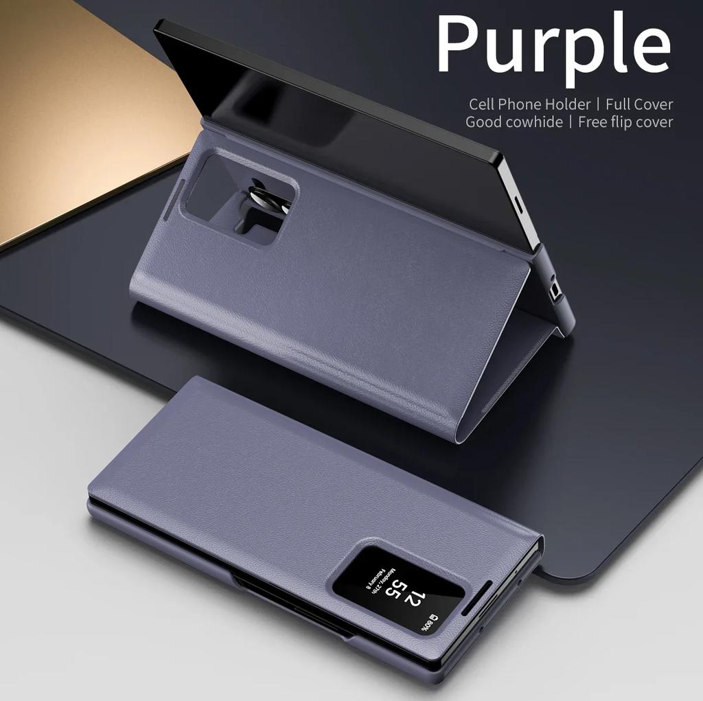 High-end Original View Smart Window Wallet Leather Case For Samsung Galaxy Z Fold 7 6 5 4 3 Skin Feel Shockproof Protect Cover