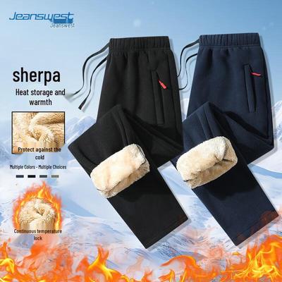 JEANSWEST Men's Winter Plush Lamb Fleece Lined Casual Pants