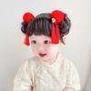 Chinese Style Baby Wig Headband Newborn Children New Year Headdress Toddler Neat Bang Wig