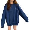 Big Laugh Oversized Sweatshirt with Long and a Big Perfect for and Size Women's Logo, Length, Silhouette. Spring, Fall, Winter. (Blue, L)
