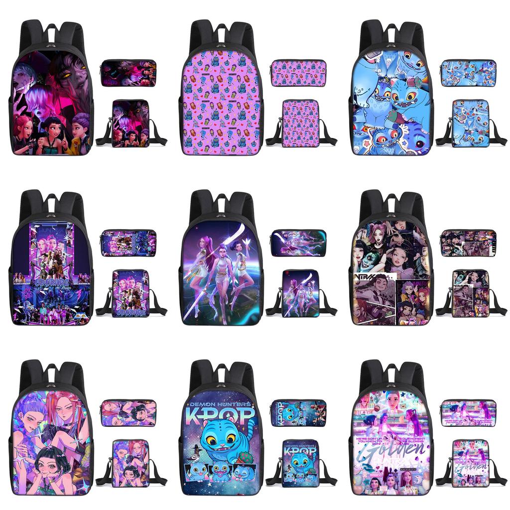 Kpop Demon Hunters School Backpack Set With Oxford Fabric And Air Cushion Straps For Students