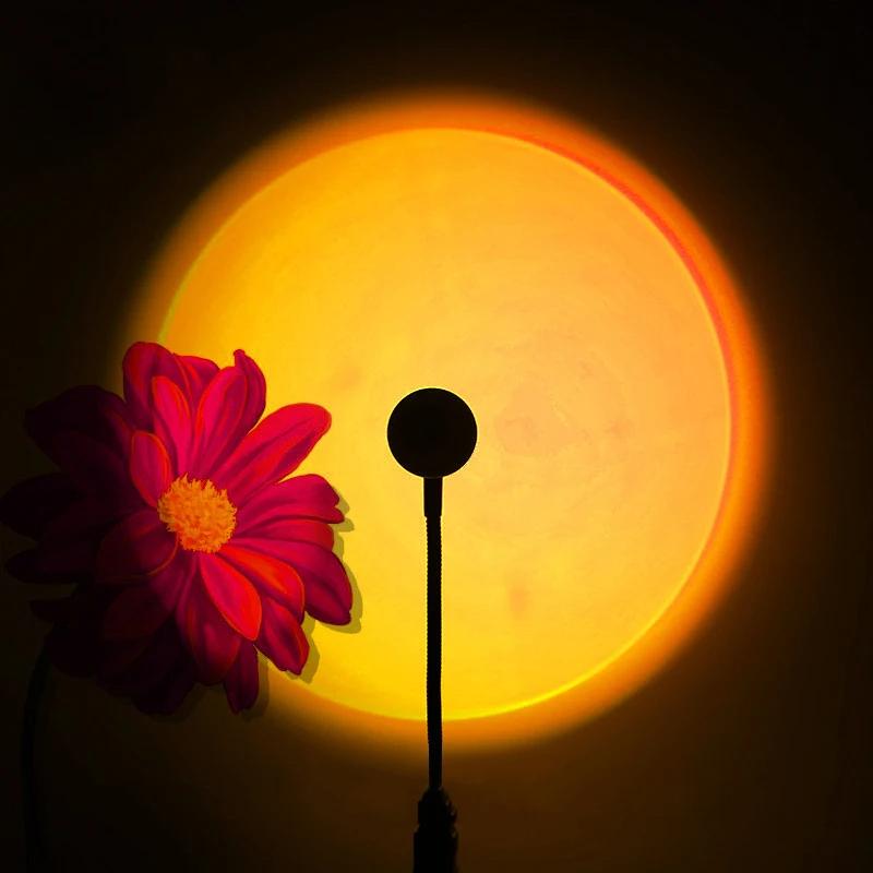 USB Sunset Projection Decoration Atmosphere Background Creative Rainbow Bedroom Switch Night Light Mini Lamp Home Wall For Bar
