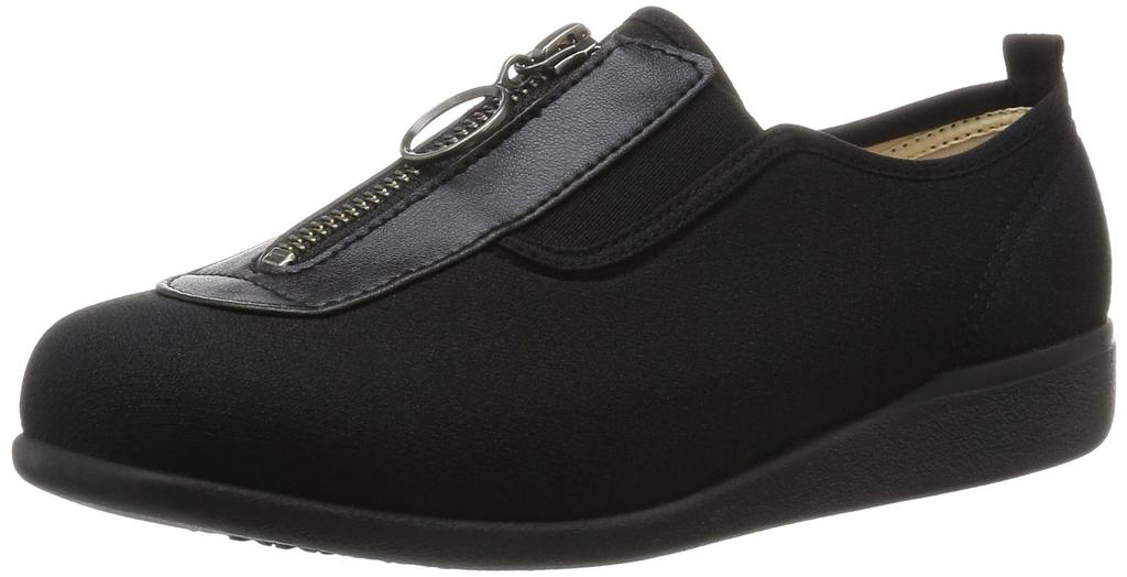 Kaiho Shugi Comfort Shoes, Center Zipper, Lightweight, Water-Repellent, KHS-L117, Black, Size 23.0cm, 3E