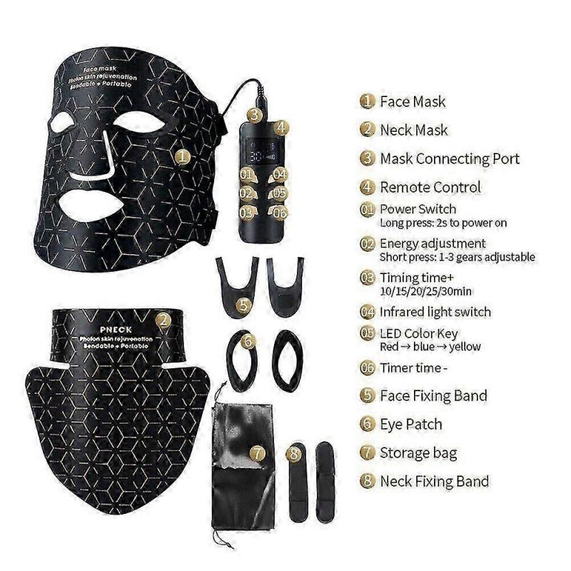 Silicone LED Face & Neck Mask | 480 LEDs | Anti-Wrinkle | 4 Light Modes | Collagen Boosting | Rechargeable