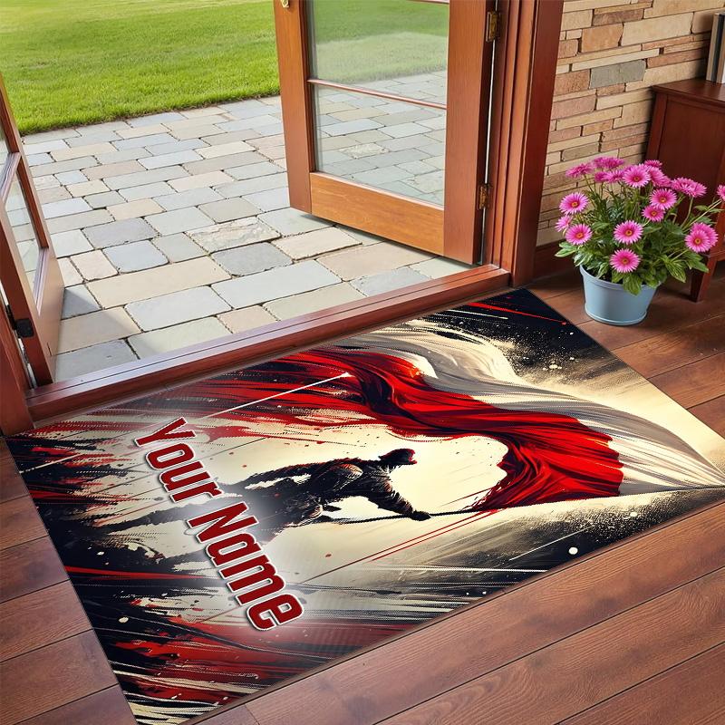 Crystal Velvet Rug Custom Name Text, Soft Non Slip Floor Mat Home DecorPoland
