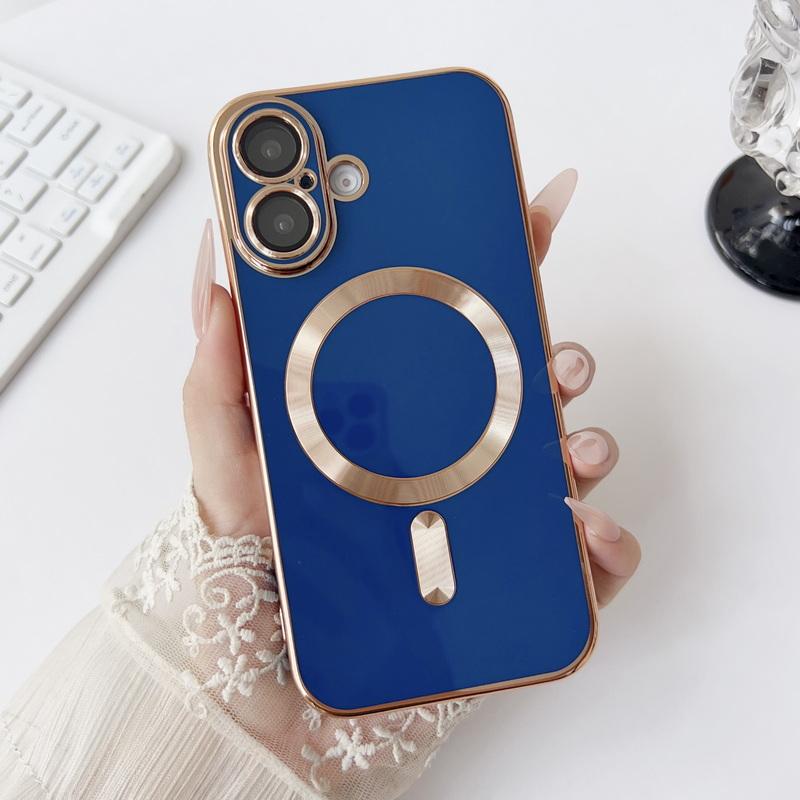For iPhone 16 Pro 15 14 Plus 13 12 Pro Max 11 Electroplating with Lens Flims for Magsafe Magnetic Shockproof Soft Tpu Plain Color Slim Case Cover