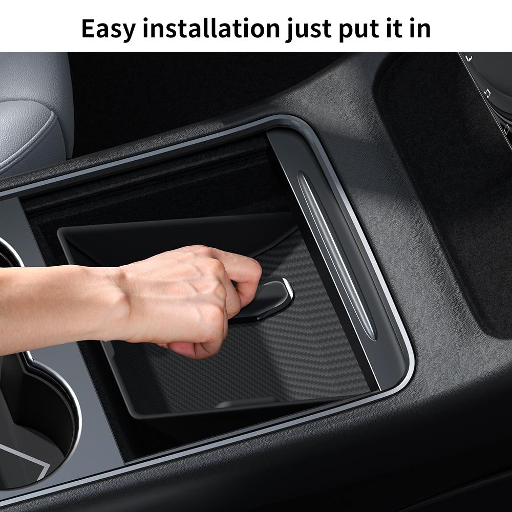 YZ for Tesla Model 3 Y Highland 2025-2025 Central Control Lower Storage Box Handrail Box Underlay Waterproof Mat Box Accessories