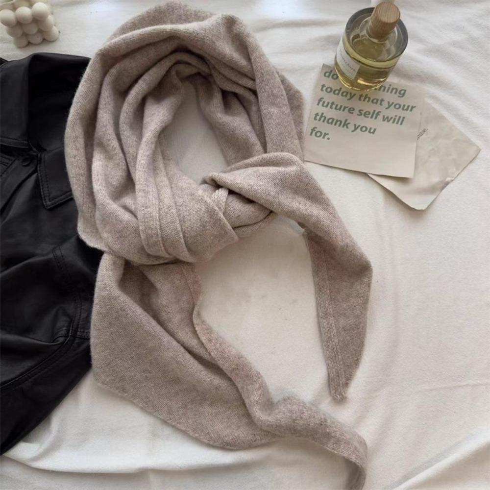 Solid Color Triangle Shawl Striped Cross Scarves Retro Large Wraps Clothing Accessories