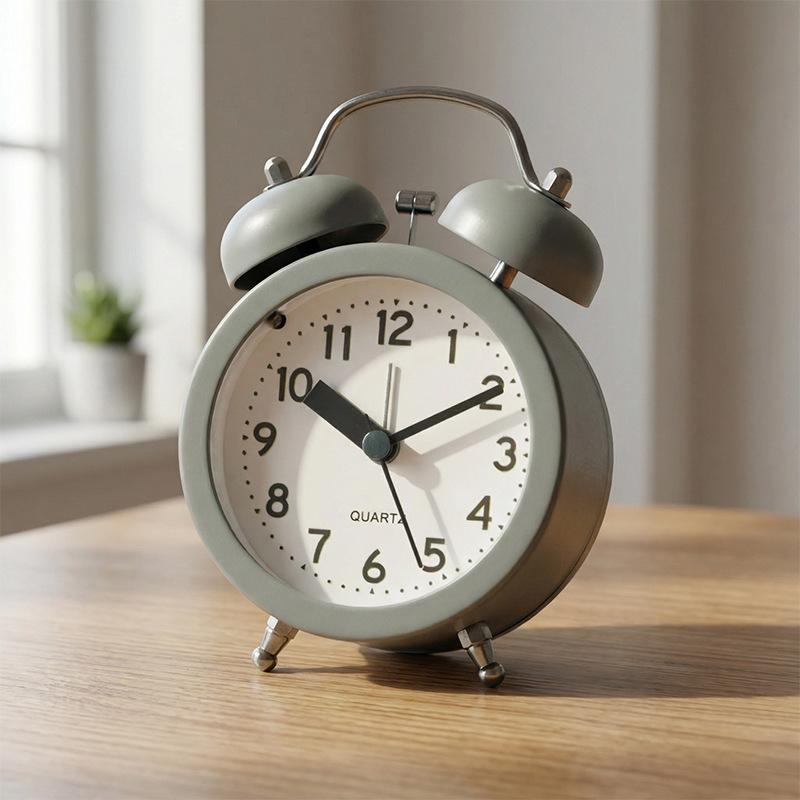 New Ultra Quiet Mini Bell Alarm Clock for Kids, Silent Non-Ticking, Minimalist Desk Clock, Loud Ring Bell, Perfect for Study and Home Use