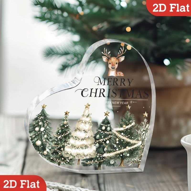 Decorazione da scrivania in acrilico a forma di cuore piatto 2D, stile classico, Buon Natale, Adatta per decorazione murale, Portico, Stanza, Villa, Accenti Casa, Corridoio