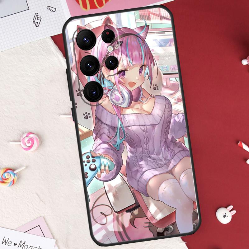 Minato Aqua Hololive Case For Samsung Galaxy S26 Ultra S23 S22 S21 S20 S24 S25 Ultra S10 Plus S25 FE Cover Shell