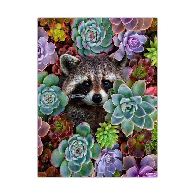Flower with Animal Lion Tiger Deer Leopard Canvas Painting Wall Art Picture Nordic Print Poster for Living Room Home Decor No Frame