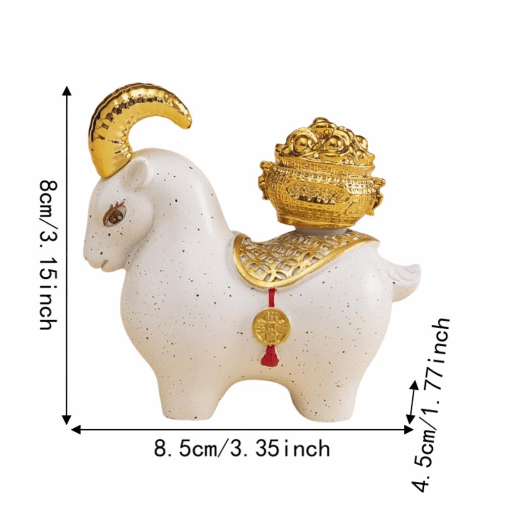 360 Degree Rotatable Lucky Sheep Figurine Gourd Resin Figurine Wealth Goat Statue  Desktop Ornament