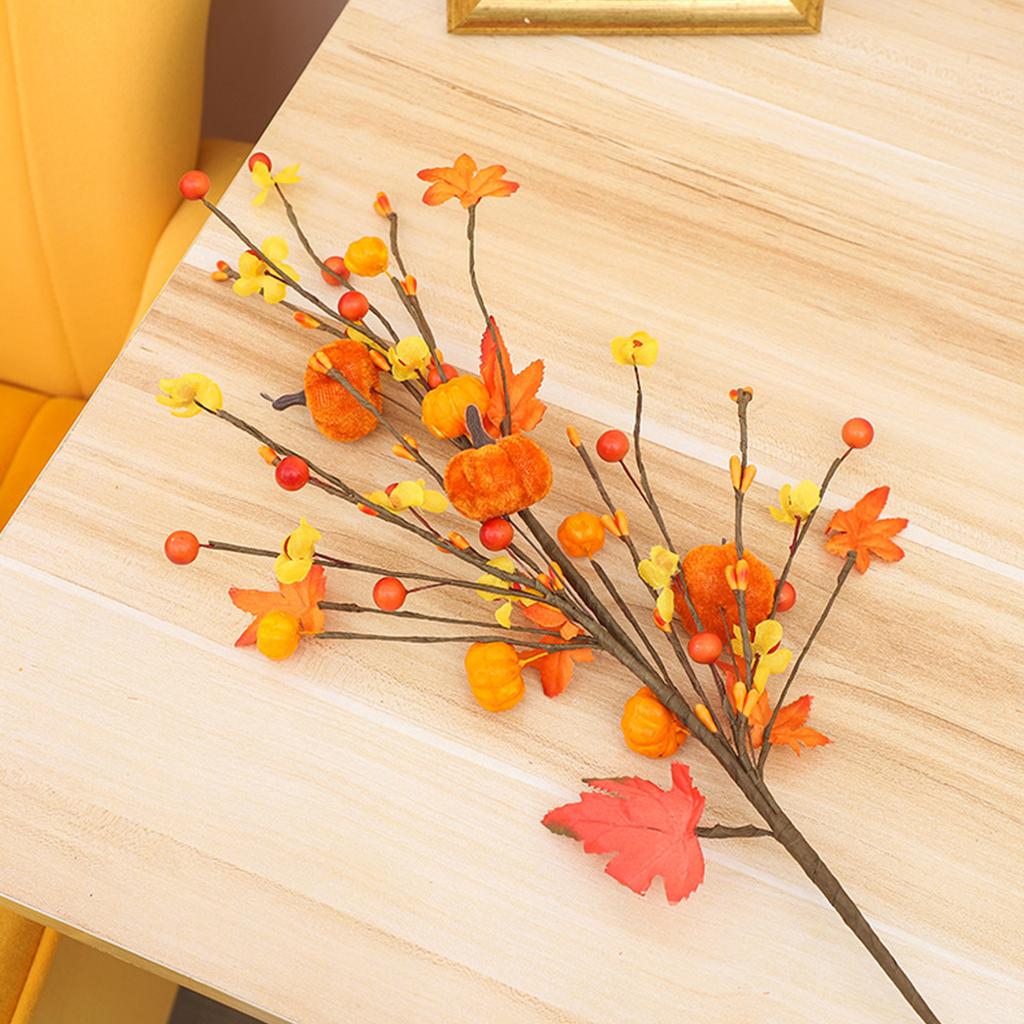 Artificial Pumpkin Maple Leaf Bouquet Thanksgiving Halloween Fall Table Centerpiece Party Decoration