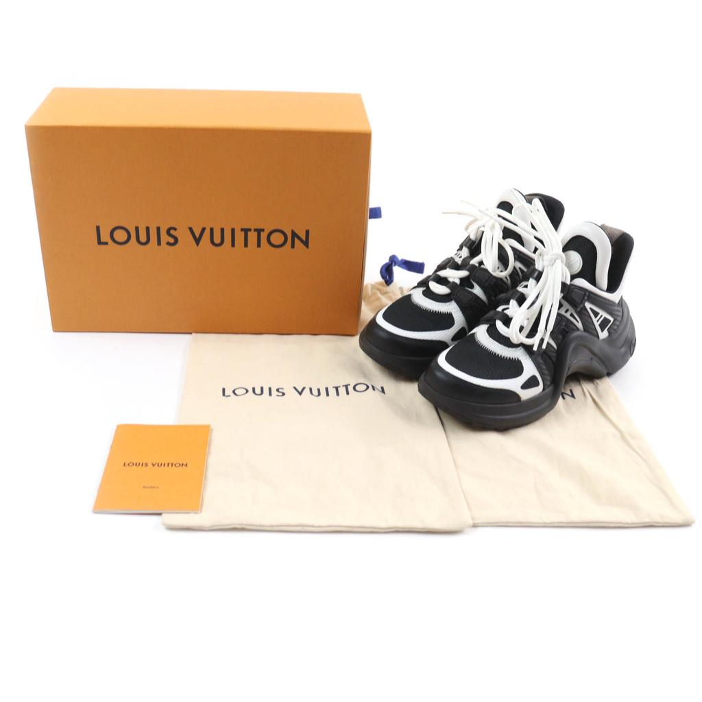 Great LOUIS VUITTON High cut sneakers Black White Women 35.5 Used