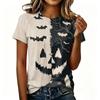Womens Raglan Sleeve Casual T Shirt Halloween Print Short Sleeve Top Crew Neck Comfortable Fit Lightweight Fabric