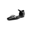 New women's casual sandals buckle low heel rubber sole large size summer bag heel comfortable black flat sandals women