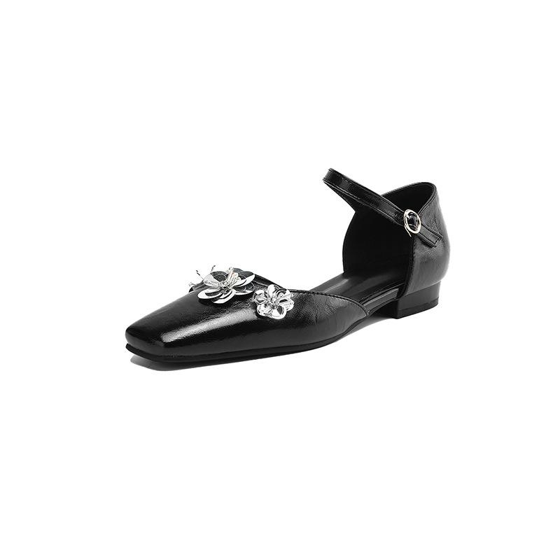 New women's casual sandals buckle low heel rubber sole large size summer bag heel comfortable black flat sandals women