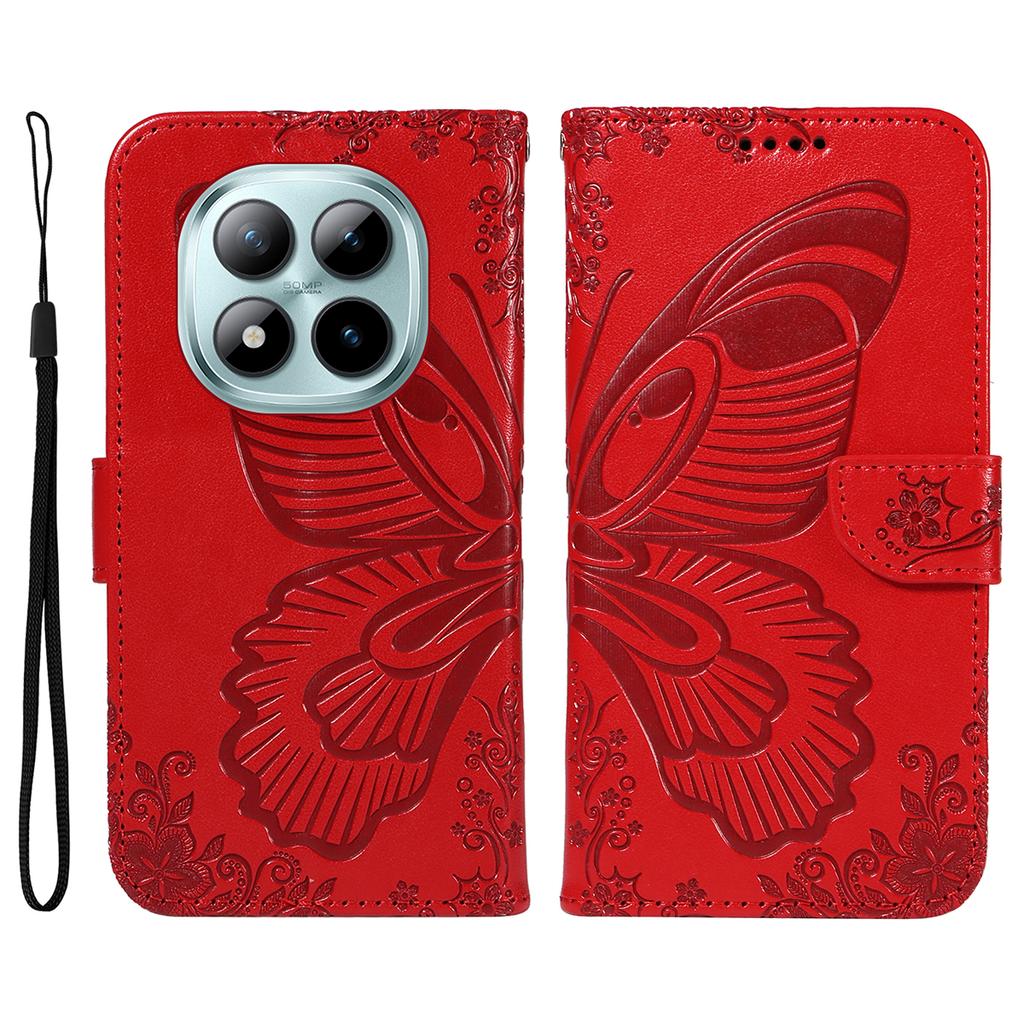 For Xiaomi Poco M8 Pro 5G/Redmi Note 15 Pro+ 5G (Global) Case Butterfly Pattern PU Leather Folio Flip Phone Cover -  Blue