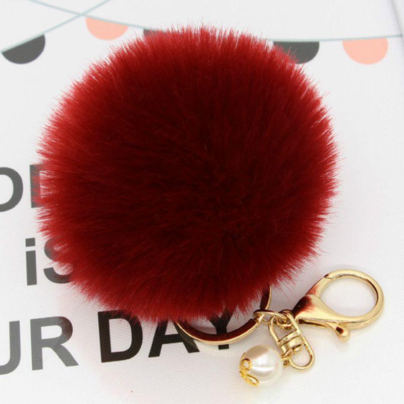 Luxurious Charm Key Ring Rabbit Fur Ball Pompom For Cell Phone And Car Keychain