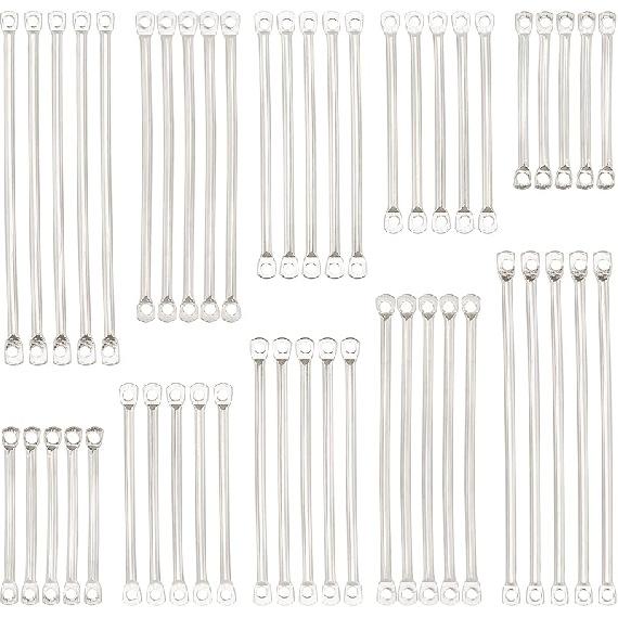 SUNNYCLUE 1 Box 60Pcs 3 Sizes Gold Vertical Charms Stamping Blank Bar Charms Stainless Steel Metal Bar Charm Rectangle Tags for Jewelry Making