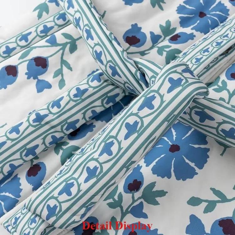 Elegant Women Cotton Jacket Floral Print Belted Coat Autumn Winter Fashion Long Sleeves Single Breasted O Neck Streetwear New Lady Outerwear