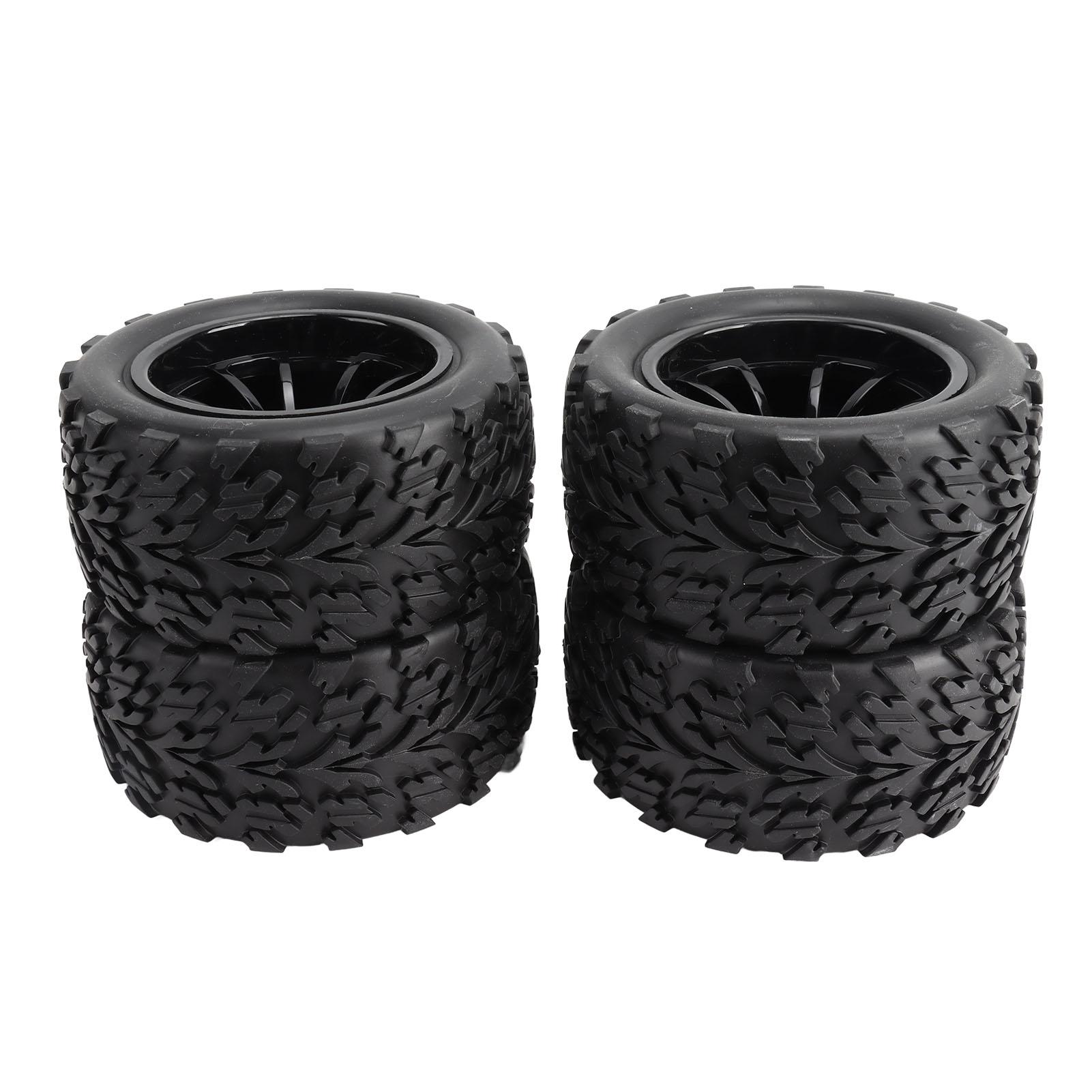

4PCS RC Car Tires Rubber Black RC Tires and Wheels Rim Set For TRAXXAS SLASH RC Short Course Truck 1/10