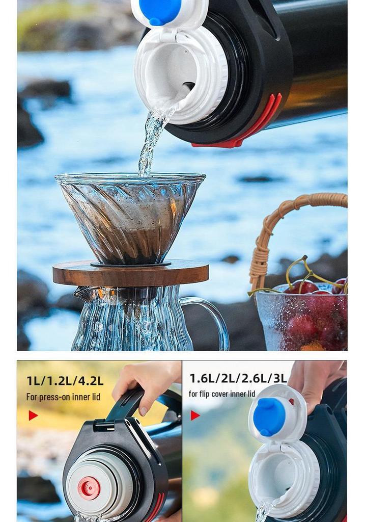 Stainless Steel Outdoor Thermos Bottle with Strap - Large Capacity, Portable, Insulated for Sports & Climbing