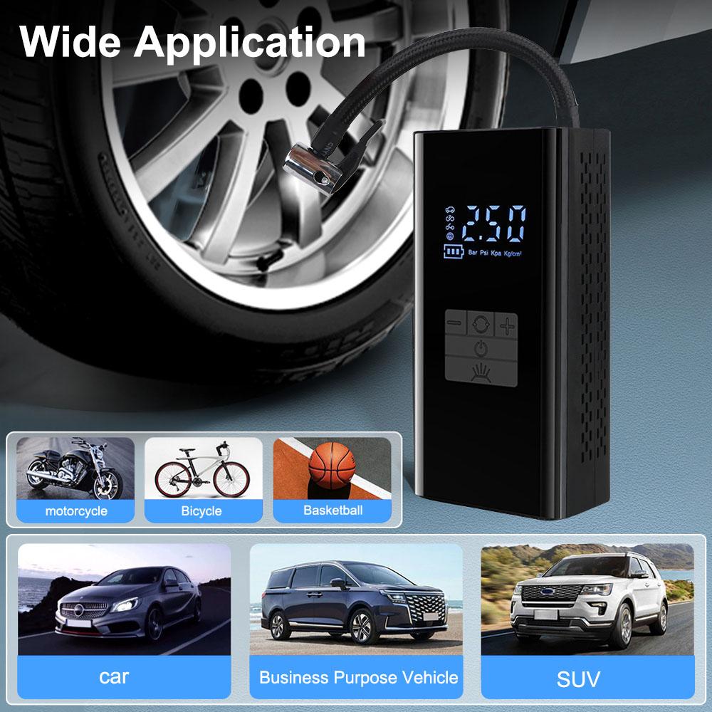 Air Compressor Digital With LED Light Wireless JN058 Portable Inflator Tire Air Pump LCD Display Portable Tire Pressure Gauge