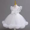 New Kids Net Lace Princess Dress with Frills, Large Size Girls' Birthday Outfit