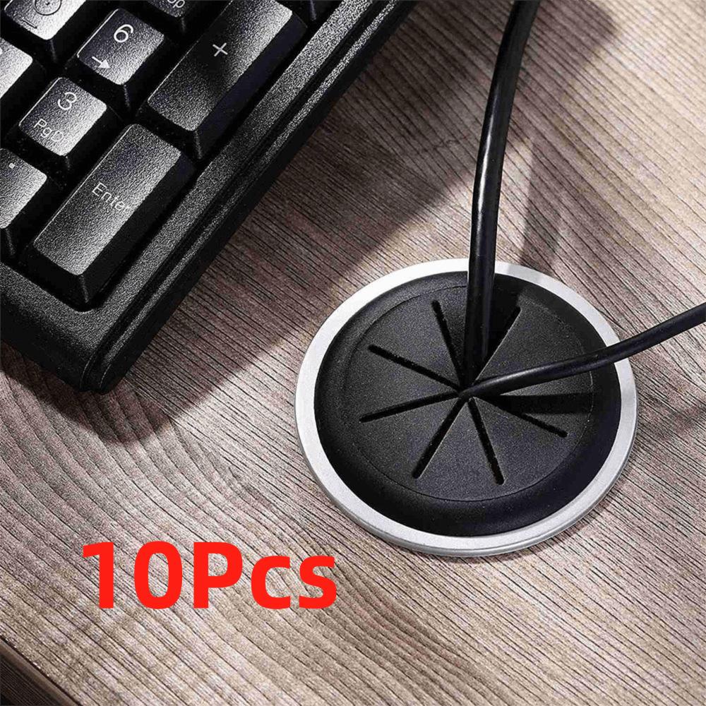 10Pcs Flexible Outlet Desk Cord Grommet Threading Box Cable Passing Box  Computer Desk