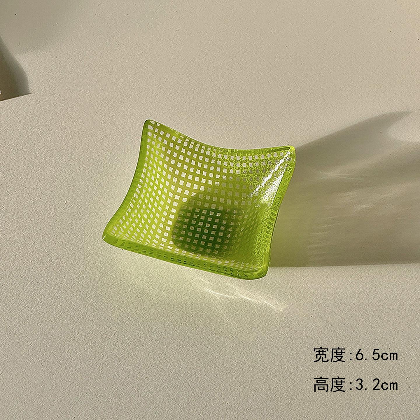 

Dopamine Checkered Glass Small Dish Stylish Square Dipping Sauce Dish For Home Dessert Bowl Small Bowl 1PCS зелений