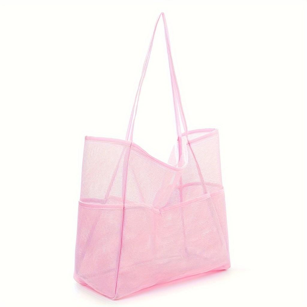 Travel Beach Bag With Mesh Compartments For Swimsuit And Toiletry Storage