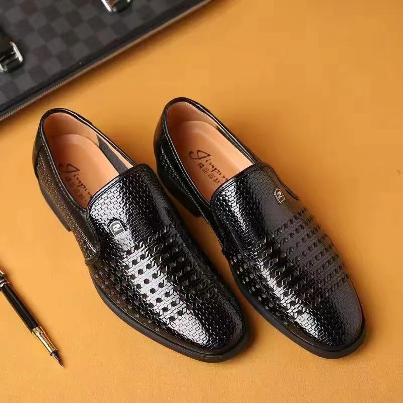 Luxury Summer New High Quality Business Casual Leather Shoes Breathable Hollow Soft Sole Anti Slip Sandalia Masculina Sneaker
