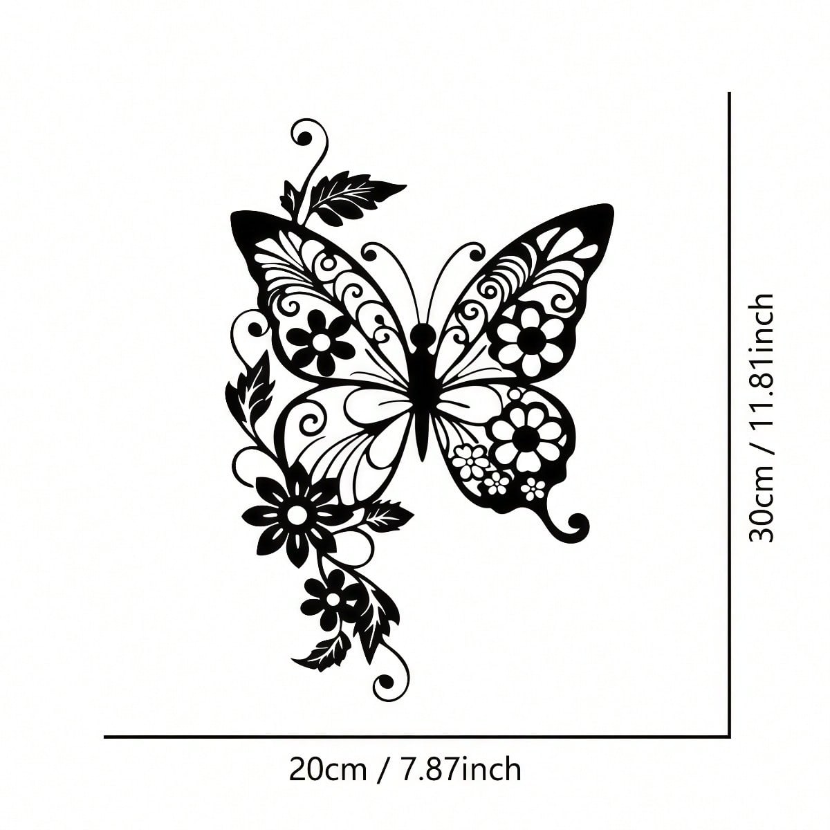 Black Iron Butterfly Wall Decor Metal Sculpture Art Gift for Home Garden