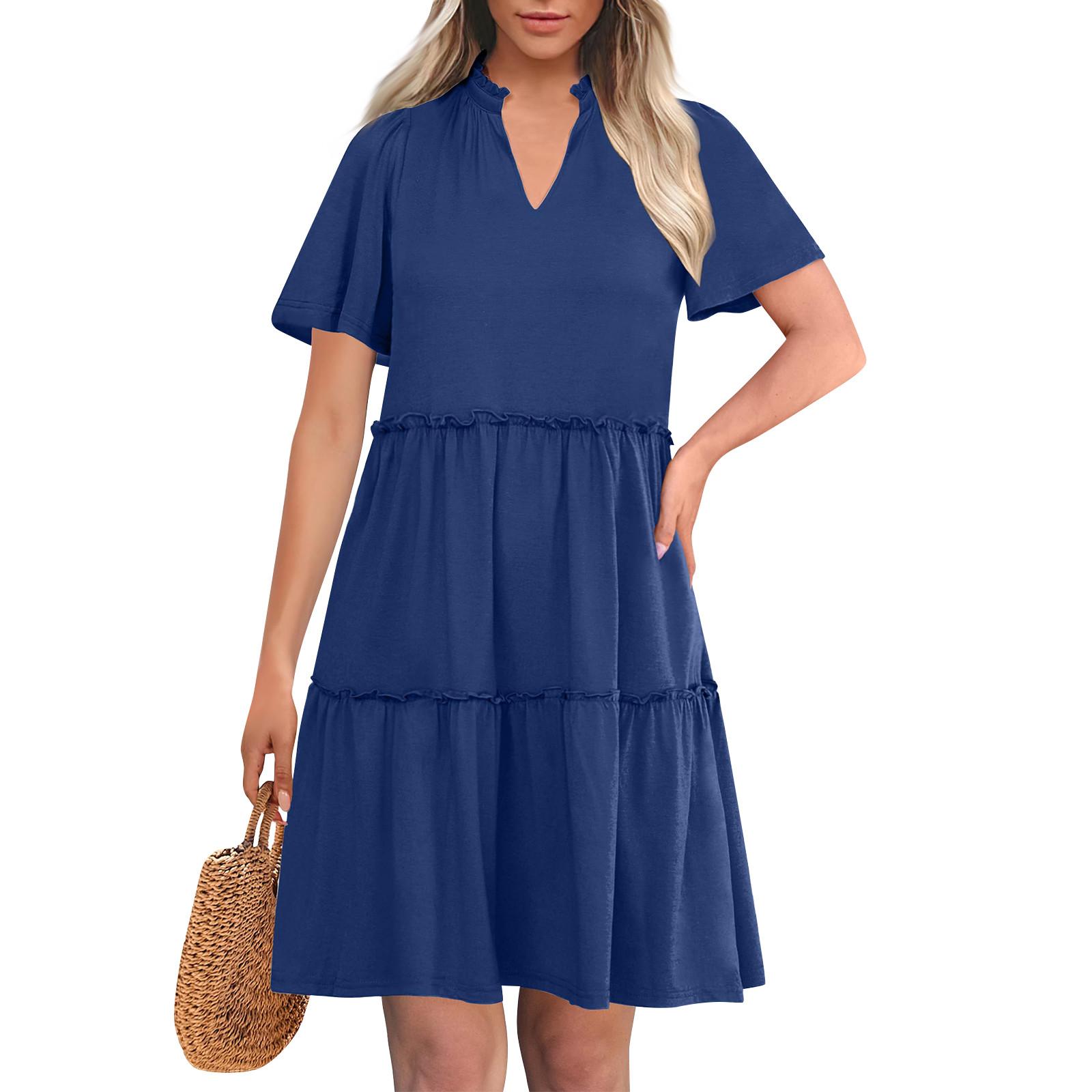 

Женские летние платья Свободные сарафаны Платье с карманами XL тёмно-синий