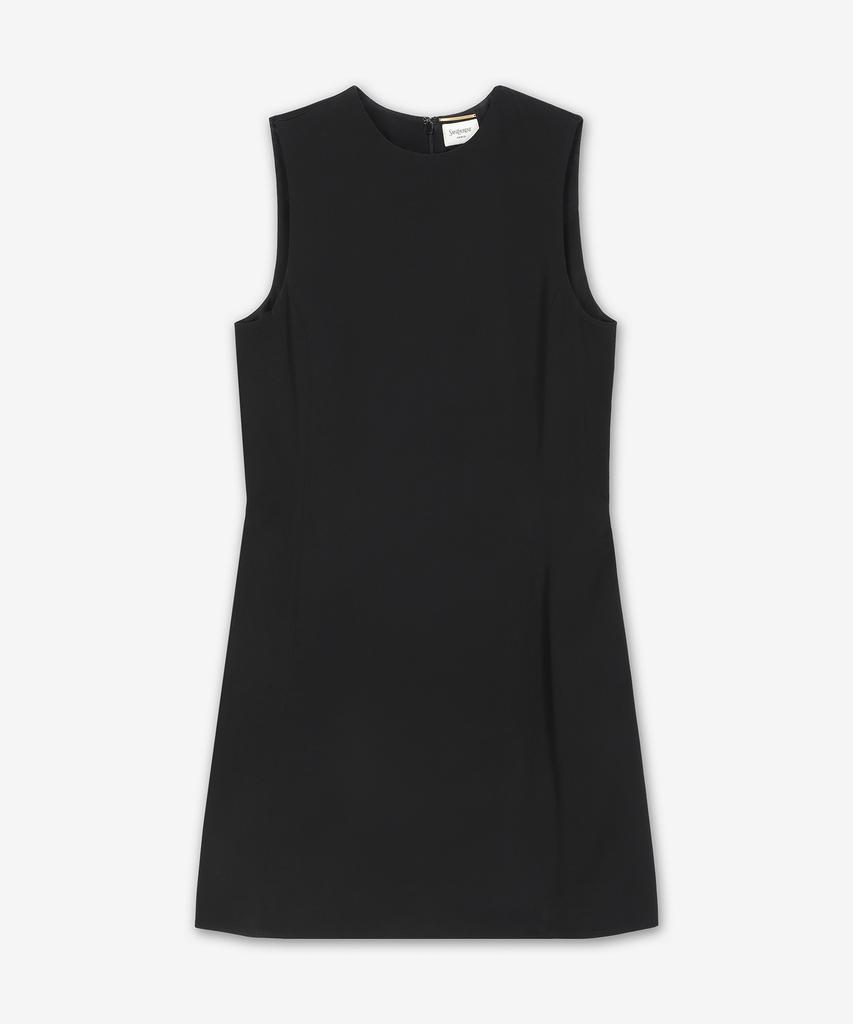 SAINT LAURENT Satin Crepe Shift Dress - Black / 815612Y4K651000