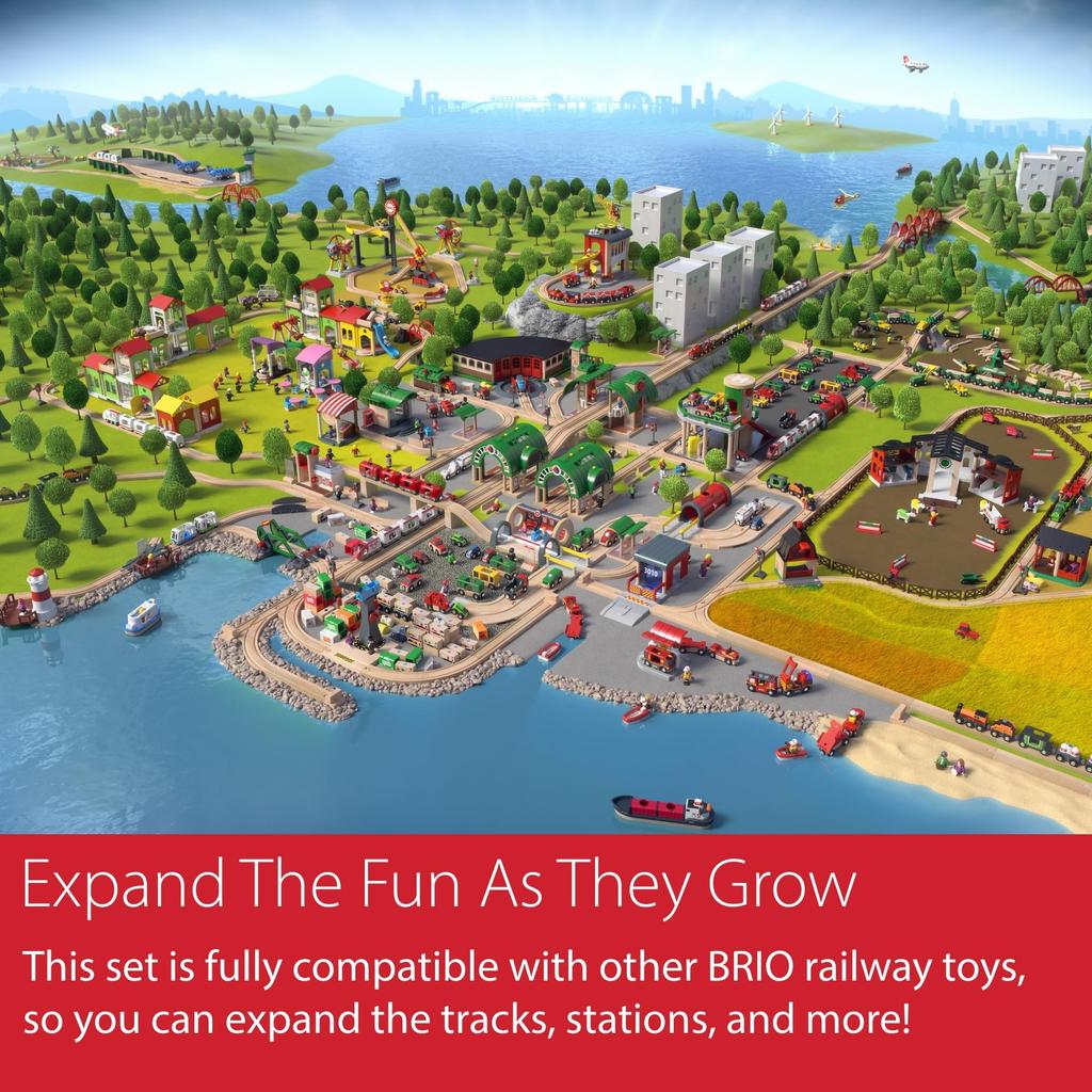 BRIO Wooden Rail Educational Gold Action A motorized train with sounds and Suitable for ages 3 and Toy "Mighty Locomotive" - lights. up. (Product
