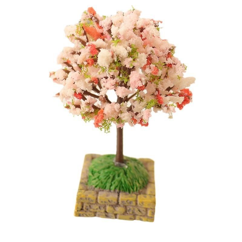 Doll House Mini Garden Simulation Cherry Blossom Willow Tree Landscaping Plant Ornaments Micro Landscape Sand Table Scene Prop Model