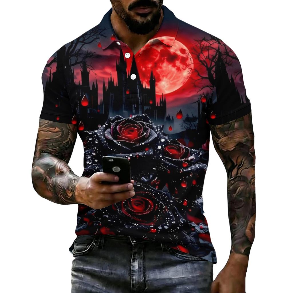 Unisex Loose Fit Short Sleeve Halloween Printed T-Shirt