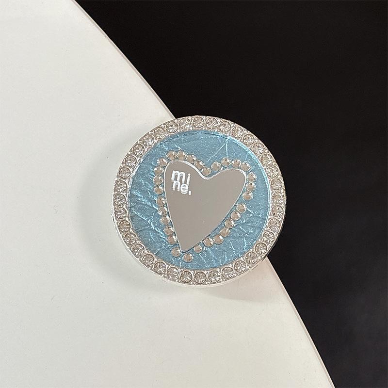 Leather Heart-Shaped Magnetic Phone Holder & Mirror with Finger Ring