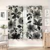 Gray Floral Print Curtains Polyester Fabric Suitable Bedroom Living Room Decoration Made Of Machine Washable Window Treatment