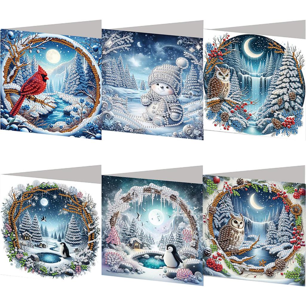 6PCS DIY Christmas Diamond Art Greeting Cards Congratulations Cards & Gifts