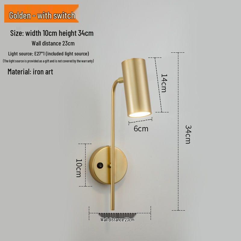 Nordic Postmodern Minimalist Rotatable Wall Lamp with Switch for Living Room or Bedroom.